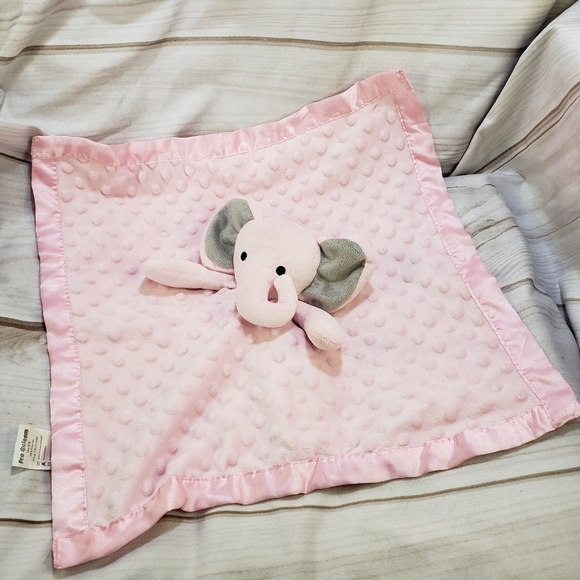 Pro Goleem Pink Elephant Satin Back Lovey Mini Security Blanket Knubby 16 Inch - Picture 1 of 8